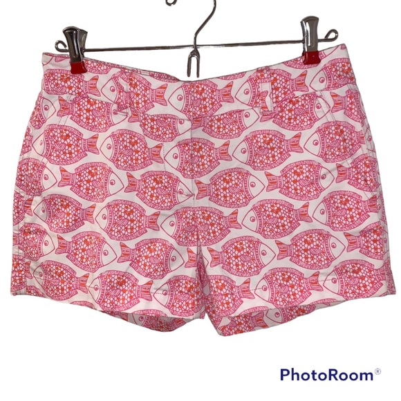 Vineyard Vines Pink Fish Print Chino Shorts - Size 0 - Picture 1 of 8